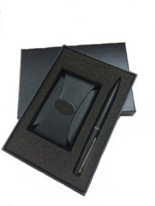 FG-316 PU Leather Namecard Holder w/ Metal Pen Set