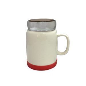 FG-385 400ml Porcelain Mug silver lid & silican base